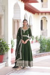 KA 1215 Vichitra Silk Embroiderey Work Gown With Dupatta Wholesale Market In Surat